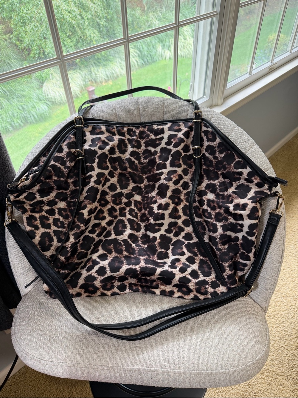 Leopard Print Bag with Black Trim